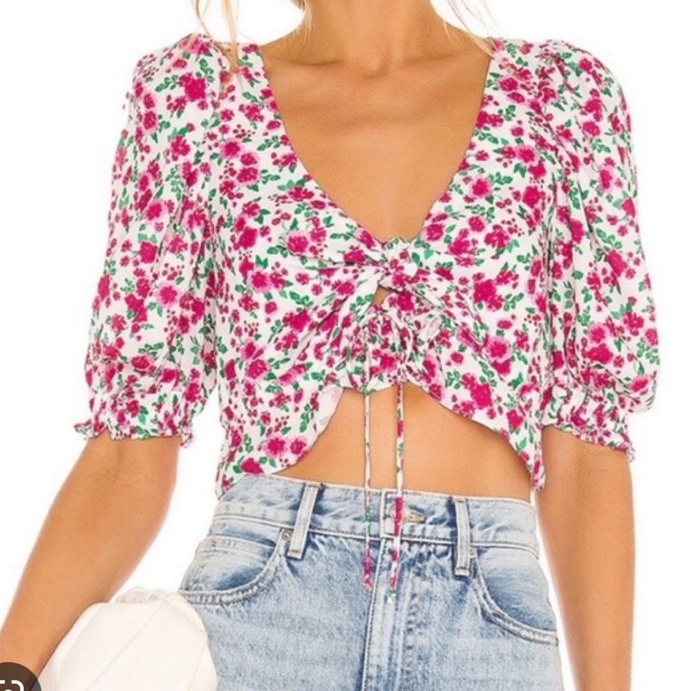 For Love & Lemons Petal Blouse in Carnation size small. Worn once